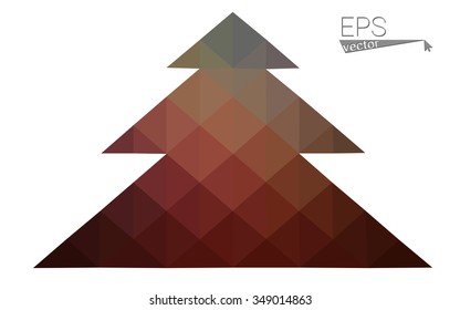 Multicolor low polygon style christmas tree vector illustration consisting of triangles . Abstract triangular polygonal origami or crystal design of New Years celebration. Isolated on white background