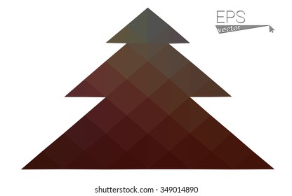 Multicolor low polygon style christmas tree vector illustration consisting of triangles . Abstract triangular polygonal origami or crystal design of New Years celebration. Isolated on white background
