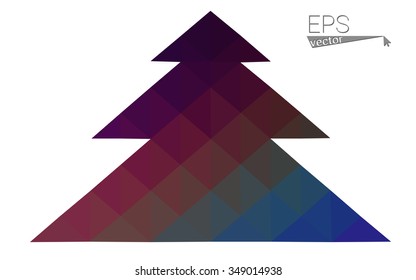 Multicolor low polygon style christmas tree vector illustration consisting of triangles . Abstract triangular polygonal origami or crystal design of New Years celebration. Isolated on white background