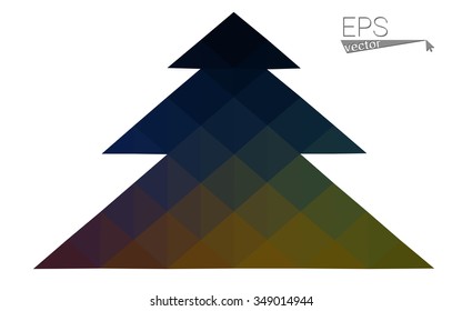Multicolor low polygon style christmas tree vector illustration consisting of triangles . Abstract triangular polygonal origami or crystal design of New Years celebration. Isolated on white background