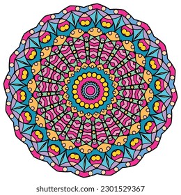 Mandala-Hintergrund in mehreren Farben. Farbbuchseite