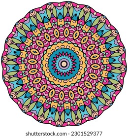 Mandala-Hintergrund in mehreren Farben. Farbbuchseite
