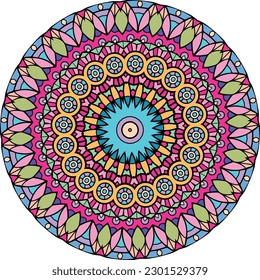Fondo de Mandala Multicolor. Página Libro de Coloración