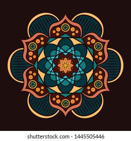 Multicolor mandala design with intricate pattern