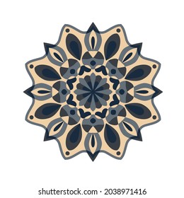 Multicolor mandala isolated on white  background.  Hand-drawn illustration. Vector.