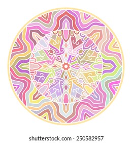 Multicolor Mandala. Vector Ethnic Oriental Circle Ornament. 