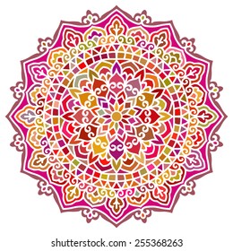 Multicolor Mandala. Vector Ethnic Oriental Circle Ornament. 