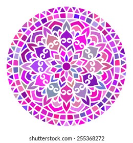 Multicolor Mandala. Vector Ethnic Oriental Circle Ornament. 