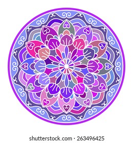 Multicolor Mandala. Vector Ethnic Oriental Circle Ornament. 