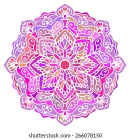 Multicolor Mandala. Vector Ethnic Oriental Circle Ornament. 