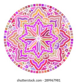 Multicolor Mandala. Vector Ethnic Oriental Circle Ornament. 