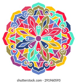 Multicolor Mandala. Vector Ethnic Oriental Circle Ornament. 