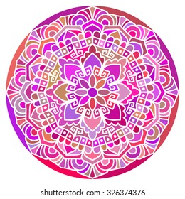 Multicolor Mandala. Vector Ethnic Oriental Circle Ornament. 