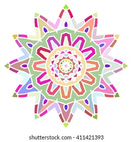 Multicolor Mandala. Vector Ethnic Oriental Circle Ornament. 