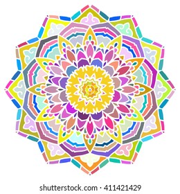 Multicolor Mandala. Vector Ethnic Oriental Circle Ornament. 