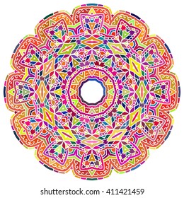 Multicolor Mandala. Vector Ethnic Oriental Circle Ornament. 