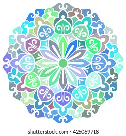 Multicolor Mandala. Vector Ethnic Oriental Circle Ornament. 