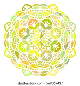 Multicolor Mandala. Vector Ethnic Oriental Circle Ornament. 