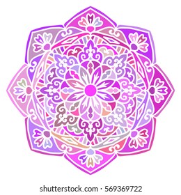 Multicolor Mandala. Vector Ethnic Oriental Circle Ornament. 