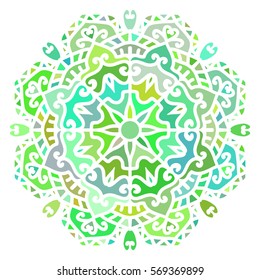 Multicolor Mandala. Vector Ethnic Oriental Circle Ornament. 