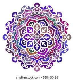 Multicolor Mandala. Vector Ethnic Oriental Circle Ornament. 