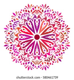 Multicolor Mandala. Vector Ethnic Oriental Circle Ornament. 