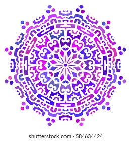 Multicolor Mandala. Vector Ethnic Oriental Circle Ornament. 