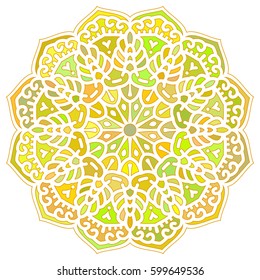 Multicolor Mandala. Vector Ethnic Oriental Circle Ornament. 