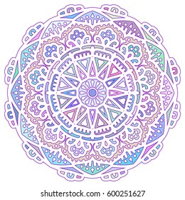 Multicolor Mandala. Vector Ethnic Oriental Circle Ornament. 