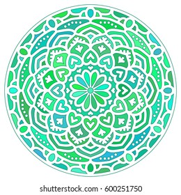 Multicolor Mandala. Vector Ethnic Oriental Circle Ornament. 
