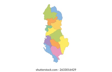 Multicolor Map of Albania with Counties