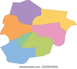 Mapa multicolor de Andorra com freguesias