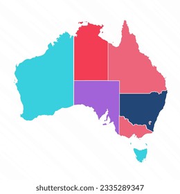 Multicolor Map of Australia With Provinces, can be used for business designs, presentation designs or any suitable designs.