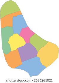 Multicolor Map of Barbados with Parishes