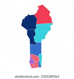 Multicolor Map of Benin With Provinces, can be used for business designs, presentation designs or any suitable designs.
