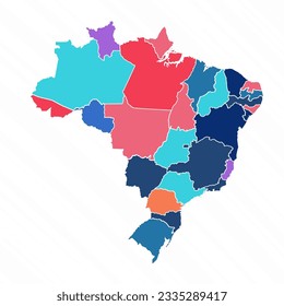 Multicolor Map of Brazil With Provinces, can be used for business designs, presentation designs or any suitable designs.