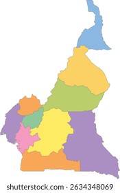 Multicolor Map of Cameroon with Regions