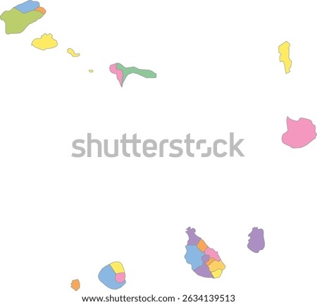 Multicolor Map of Cape Verde with Municipalities