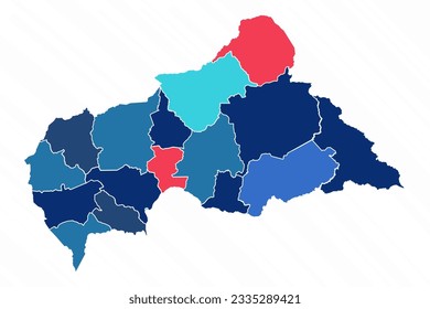 Multicolor Map of Central African Republic With Provinces, can be used for business designs, presentation designs or any suitable designs.