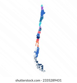 Multicolor Map of Chile With Provinces, can be used for business designs, presentation designs or any suitable designs.