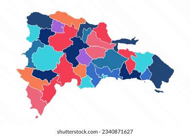 Multicolor Map of Dominican Republic With Provinces, can be used for business designs, presentation designs or any suitable designs.