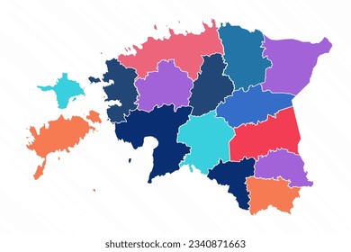 Multicolor Map of Estonia With Provinces, can be used for business designs, presentation designs or any suitable designs.