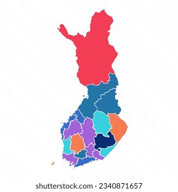 Multicolor Map of Finland With Provinces, can be used for business designs, presentation designs or any suitable designs.