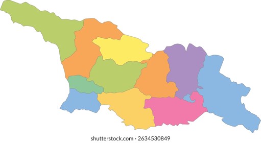 Mapa multicolor da Geórgia com regiões