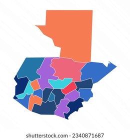 Mapa Multicolor de Guatemala con provincias, puede ser utilizado para diseños de negocios, presentaciones o cualquier diseño adecuado.