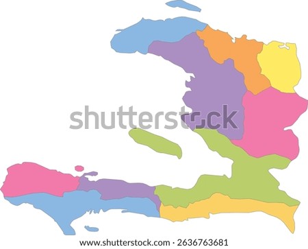 Multicolor Map of Haiti with Departments
