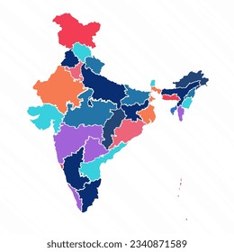 Multicolor Map of India With Provinces, can be used for business designs, presentation designs or any suitable designs.