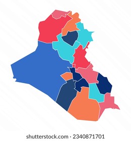 Multi-Farb-Karte von Irak Mit Provinzen, kann für Geschäftsdesigns, Präsentationen oder alle geeigneten Designs verwendet werden.