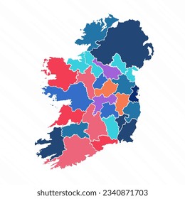Multicolor Map of Ireland With Provinces, can be used for business designs, presentation designs or any suitable designs.