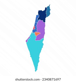 Mehrfarbenkarte von Israel Mit Provinzen, kann für Geschäftsdesigns, Präsentationen oder alle geeigneten Designs verwendet werden.